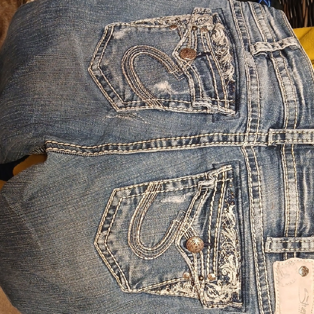 Silver Jeans Women's Distressed Blue Denim